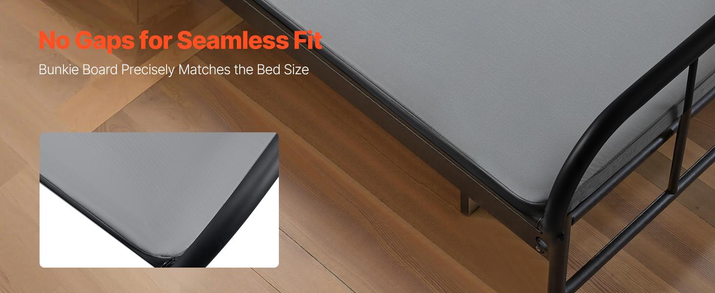 VEVOR Queen Size Bunkie Board, 1.5 in Bed Board Slats with 200D Oxford Cloth, Wooden Mattress Support for Queen Size Bed, Easy Assembly Support under Mattress, 4 Piece, Gray