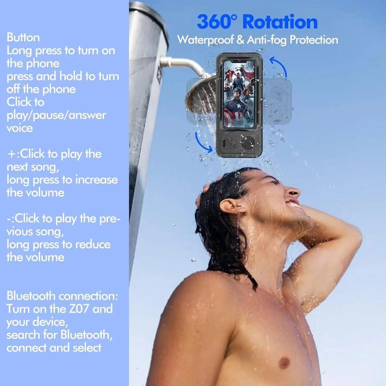 Waterproof Box Speaker, Bluetooth-compatible Speaker with Phone Stand, Ipx5 Waterproof, 360° Rotatable Touchscreen, Ideal for Kitchen, Bathroom, TV Stand