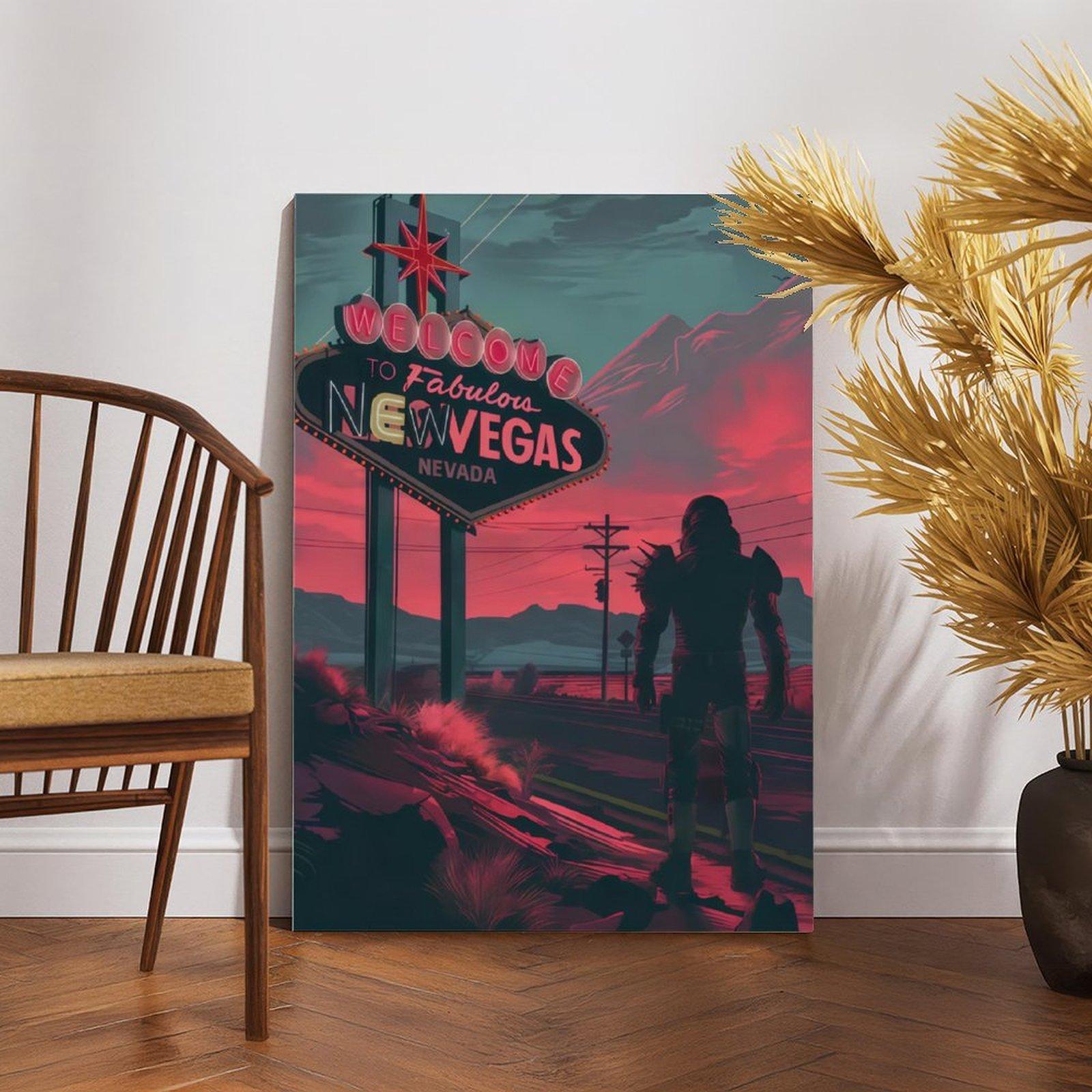 Welcome to New Vegas Poster, Fallout Video Game Art, Wasteland Art, Neon Sign Video Game Poster Decor Photo, Gaming Room Decor, Gamer Gift, Video Game Wall Art, Room Decor Wall Art Poster, Canvas Prints, Wall Art Painting, Fallout Decor