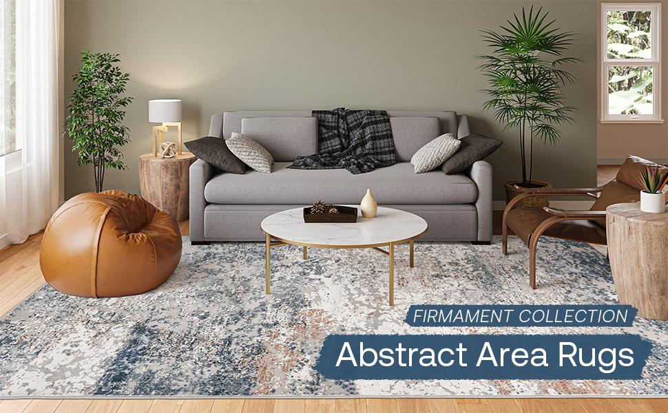 Art&Tuft Large Washable Rug, Anti-Slip Backing Abstract  Area Rugs, Stain Resistant Rugs for Living Room, Foldable Machine Washable Area Rug