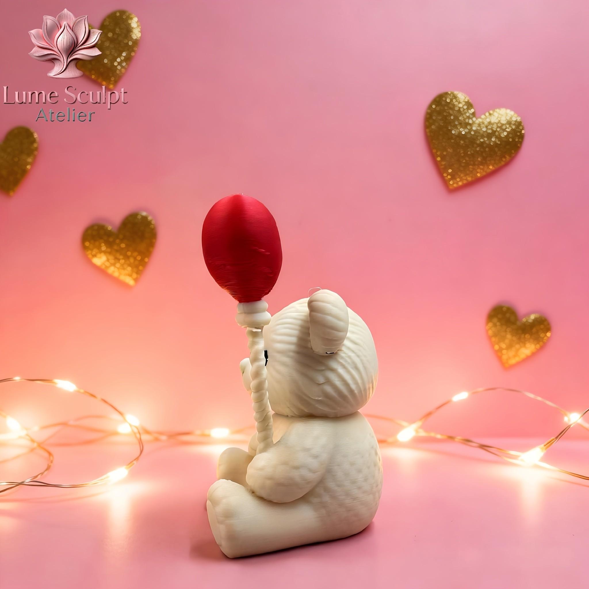 Handheld Heart Balloon Teddy Bear Decoration, Collectible Figurine, Home Room Bookshelf Decor, Desktop Ornament, Cute Art Sculpture