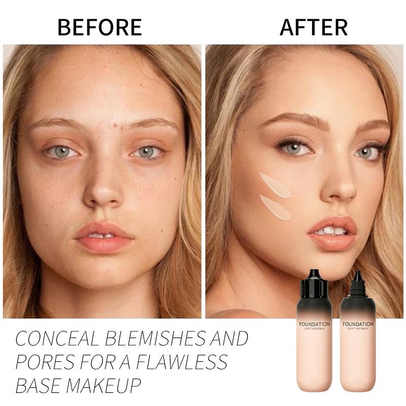 No More Touch-Ups!Longwear Liquid Foundation (Turn Up The Base) – Full Coverage, Waterproof&Sweat-Proof, Soft Matte Silicone-Free Blur cc creme Matte Full Coverage Pressed Powder Foundation Pro Filtr Soft Matte Liquid Foundation mystique makeup primer