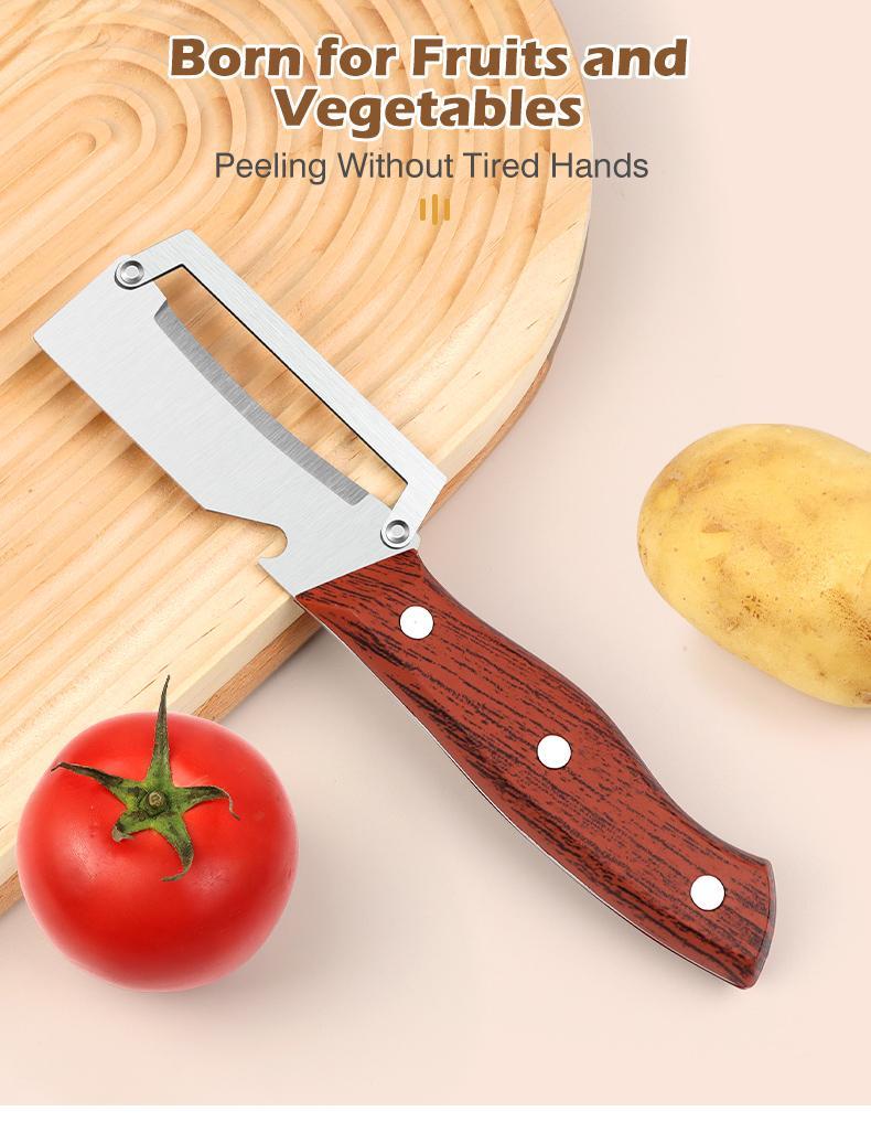 1pc 2-In-1 Fruit & Veggie Peeler with Bottle Opener, Sharp Stainless Steel, Upgraded Ergonomic Comfort Grip, Non-Slip Design