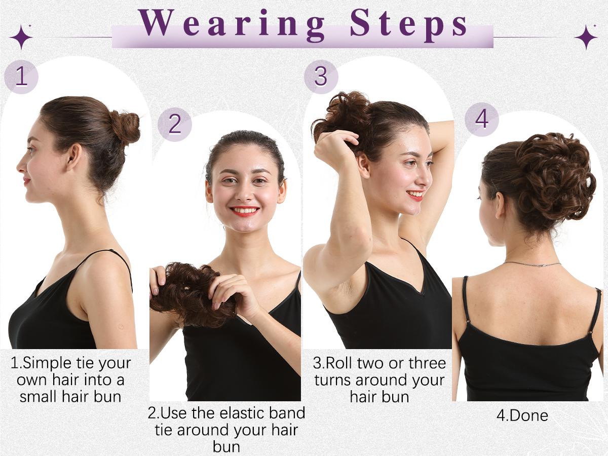 BARSDAR 2 PCS Messy Bun Hair Pieces - Elastic Brown Gray Messy Hair Bun Scrunchies Extensions for Women - Synthetic Thick Fluffy Updo Chignons Salt and Pepper Hairpieces Daily