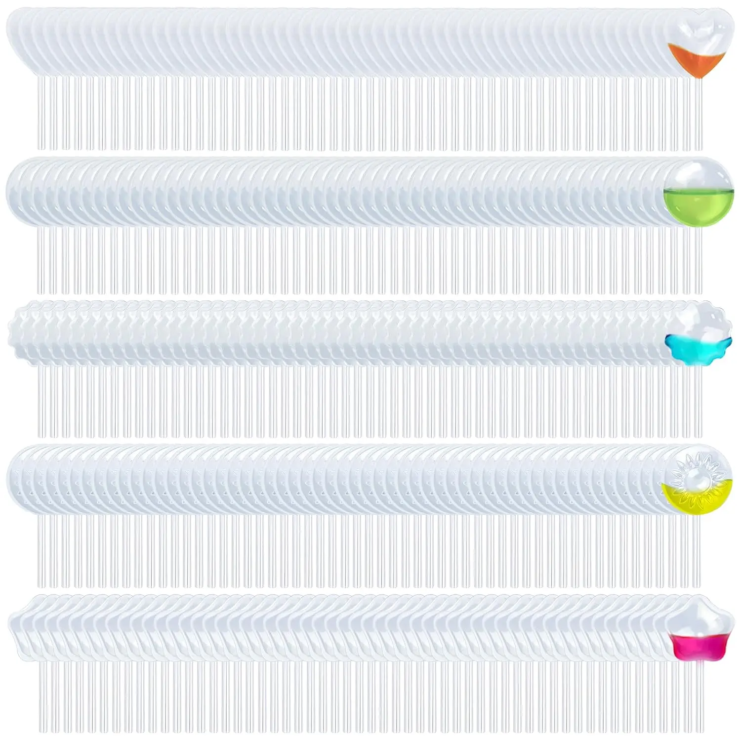250 count Mini Pipetas para Flan,4ml Plastic Cupcake Pipettes Dropper Transfer Pipettes para Postres for Strawberries  Ice Cream Lab (5-Shapes)