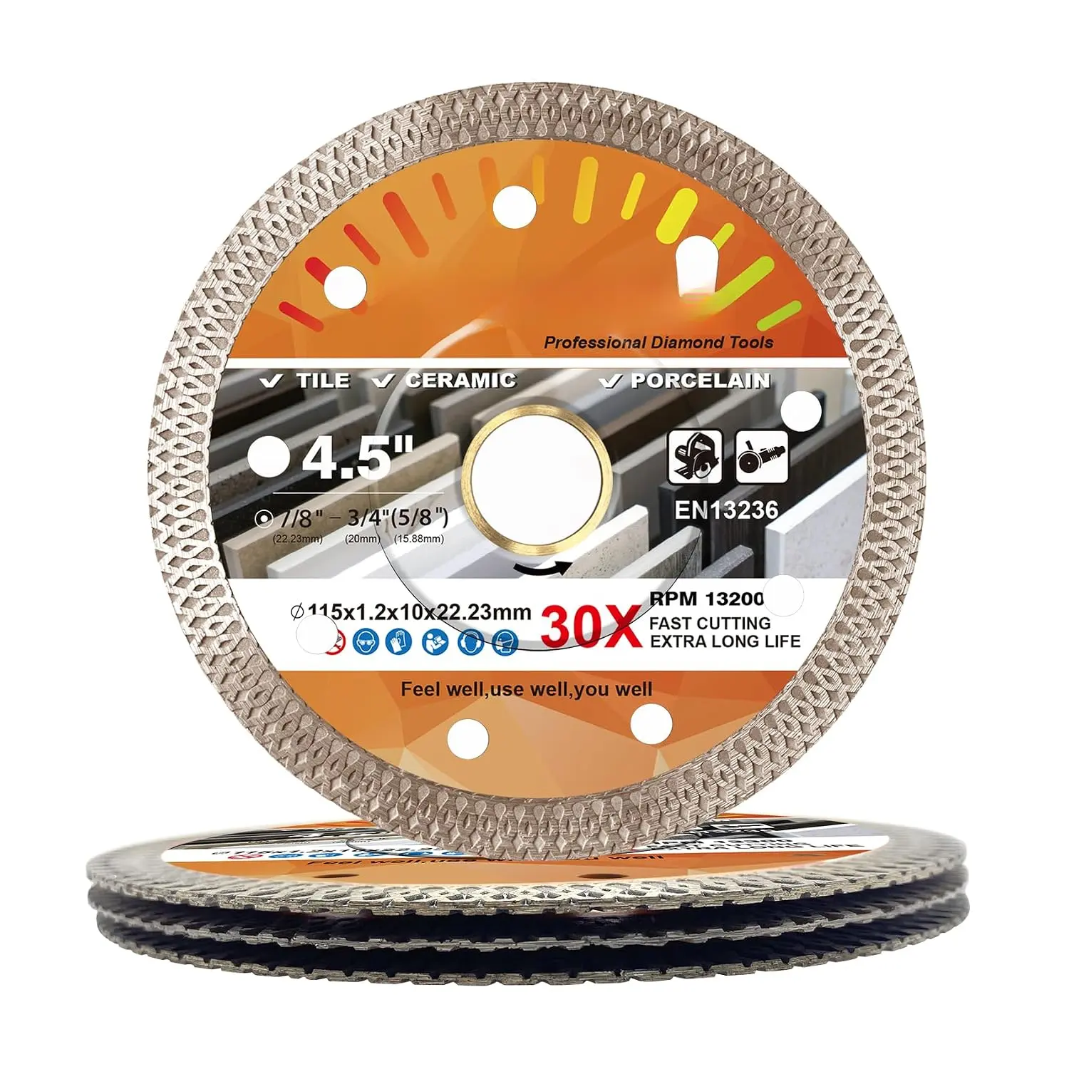 4.5 inch Diamond Saw Blade,Tile Blade for Angle Grinder (4 Pack)| 4 1/2" Super Thin Diamond Blade for Cutting Porcelain Tiles Ceramics