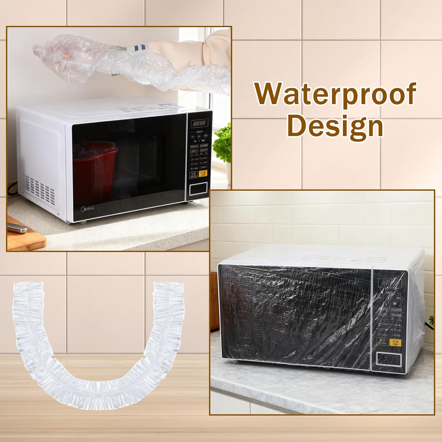 30 PCS Kitchen Small Appliance Dust Covers, 90 x 110 cm Disposable Clear Thickened Plastic Covers with Elastic for Air Fryer, Blender, Coffee Maker, Pressure Cooker, Slow Cooker and Storage