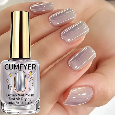 Lilac Mirror Aurora Nail Strengthening Oil, Manicure Strengthener, easy to apply color and keeps nails moisturized, air-dries naturally without a lamp, leaving nails shiny, smooth, and refined, perfect for weak or soft nails, salon-quality