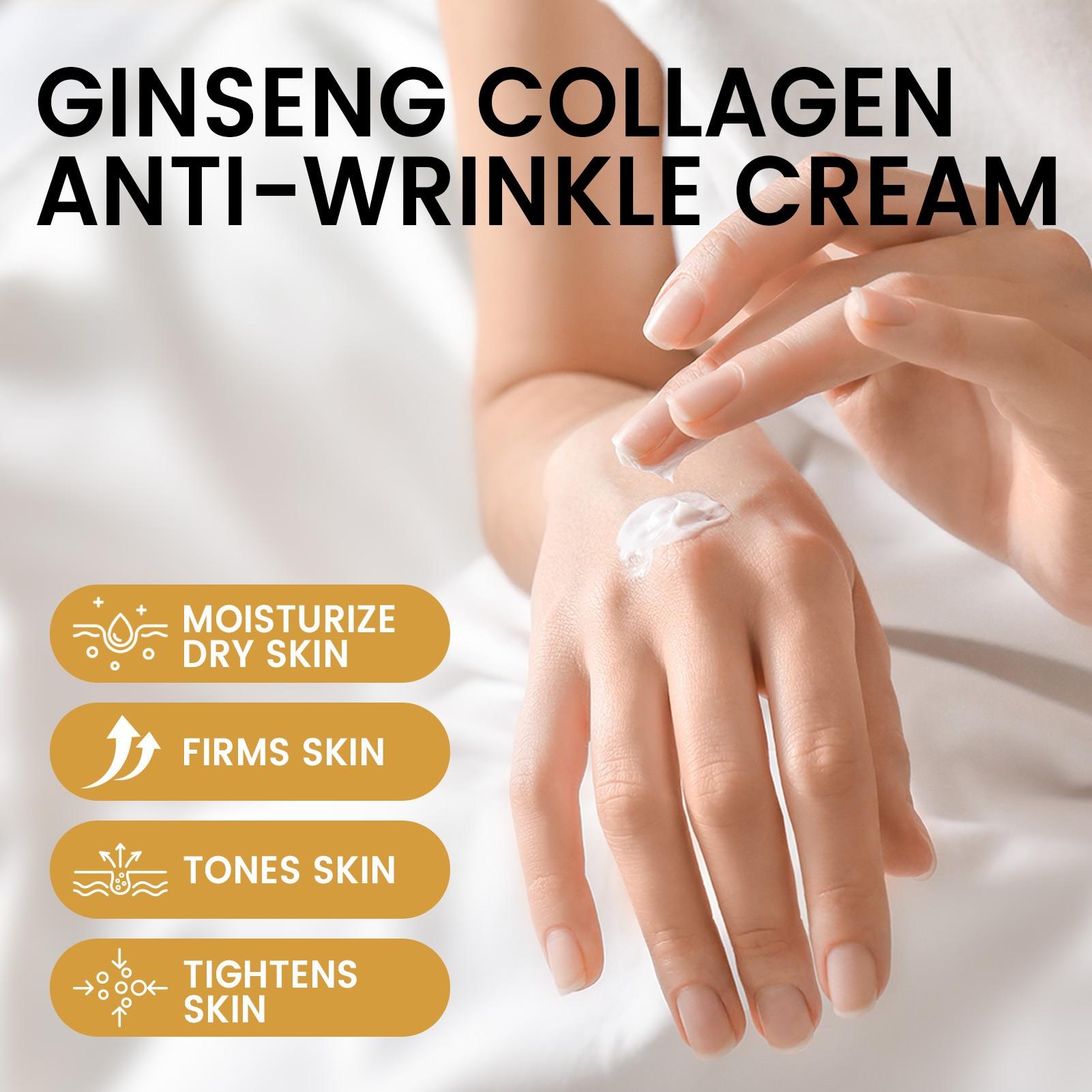 50g Ginseng Collagen Anti-Wrinkle Face Cream, Niacinamide, Shea Butter, Hyaluronic Acid, Moisturizing, Brightening, Hypoallergenic, All Skin Types