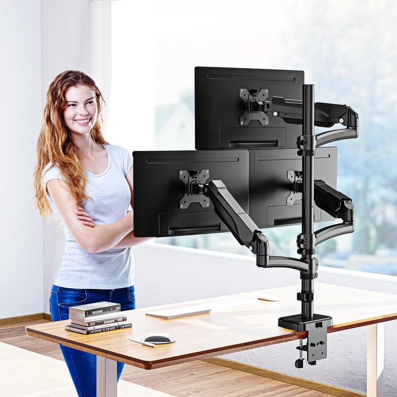 MOUNTUP 13"-32" Triple Monitor Arm Holds 4.4-17.6lbs per Arm, MU6013A