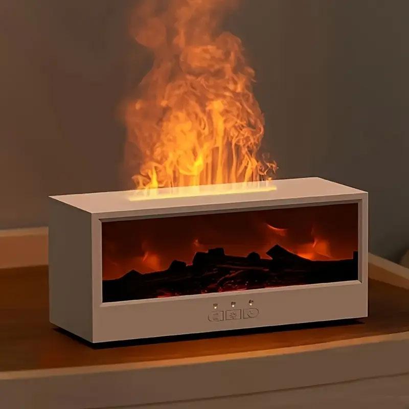 1pc Fireplace Simulated Flame Aromatherapy Diffuser, Humidifier Air Purifier, Adjustable 7 Color, USB Remote Control, Perfect Gift, Humidifier Diffusers
