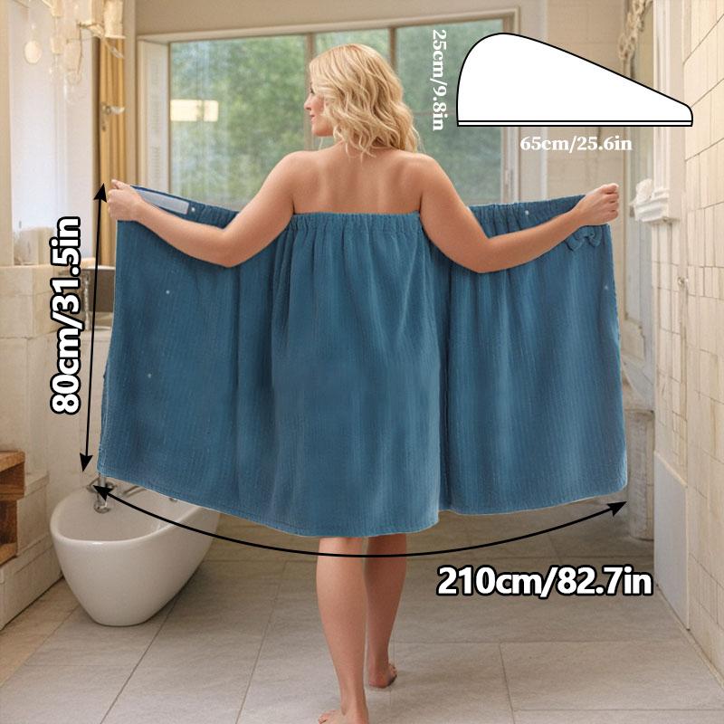 Set of 2 Includes a Large Adjustable Bath Skirt with in Sizes XXL-XXXXL (81*210Cm) And a Triangular Hair Drying Cap. Multicolored,Thickened Enlarged, Suitable for Home Use, Travel, Steam Rooms, Spas