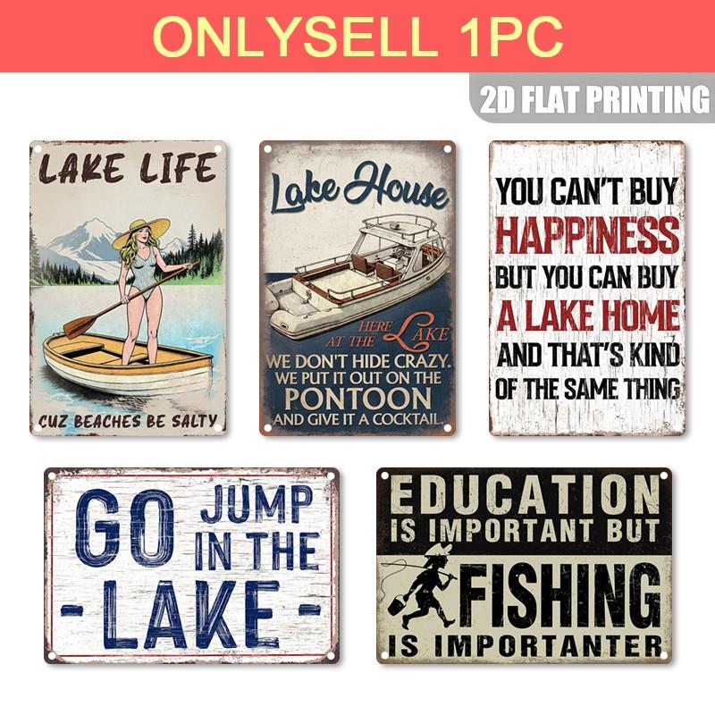 Vintage Aluminum Sign, Lake Life Iron Plate Sign, Summer Atmosphere Decorative Art, Retro Poster Aluminum Sign, 8x12 Inches 2D Flat Poster