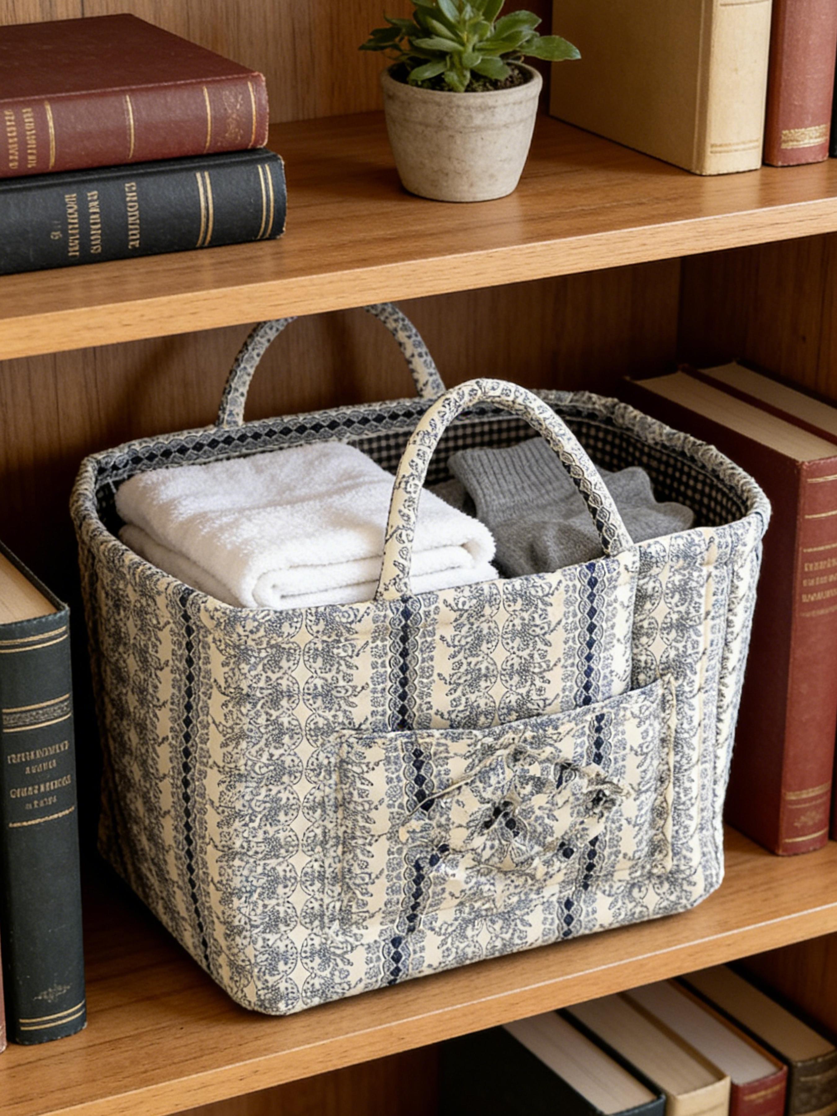 Elegant Home Storage Bag OrganizerMultipurpose Foldable Basket for Clutter Organization,Perfect for Living Room & Bedroom Use, Carrying Caddy, Portable Storage Basket