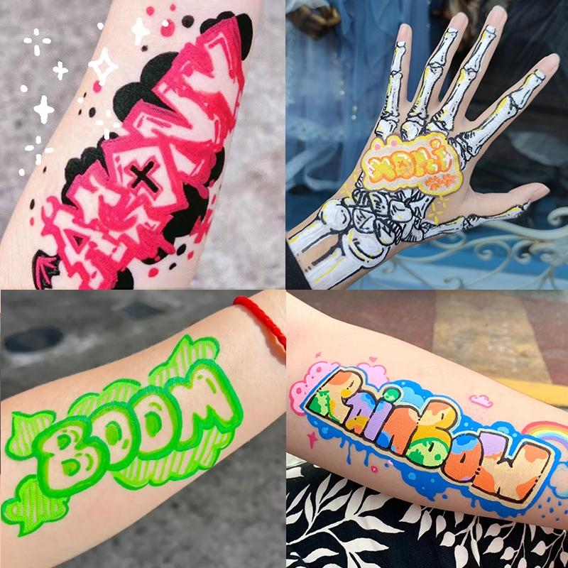 12pcs/set Body Paint Marker Pen High Pigment, Face Body Art Temporary Tattoo Drawing Pen, Party Supplies, Valentine's Day Gift
