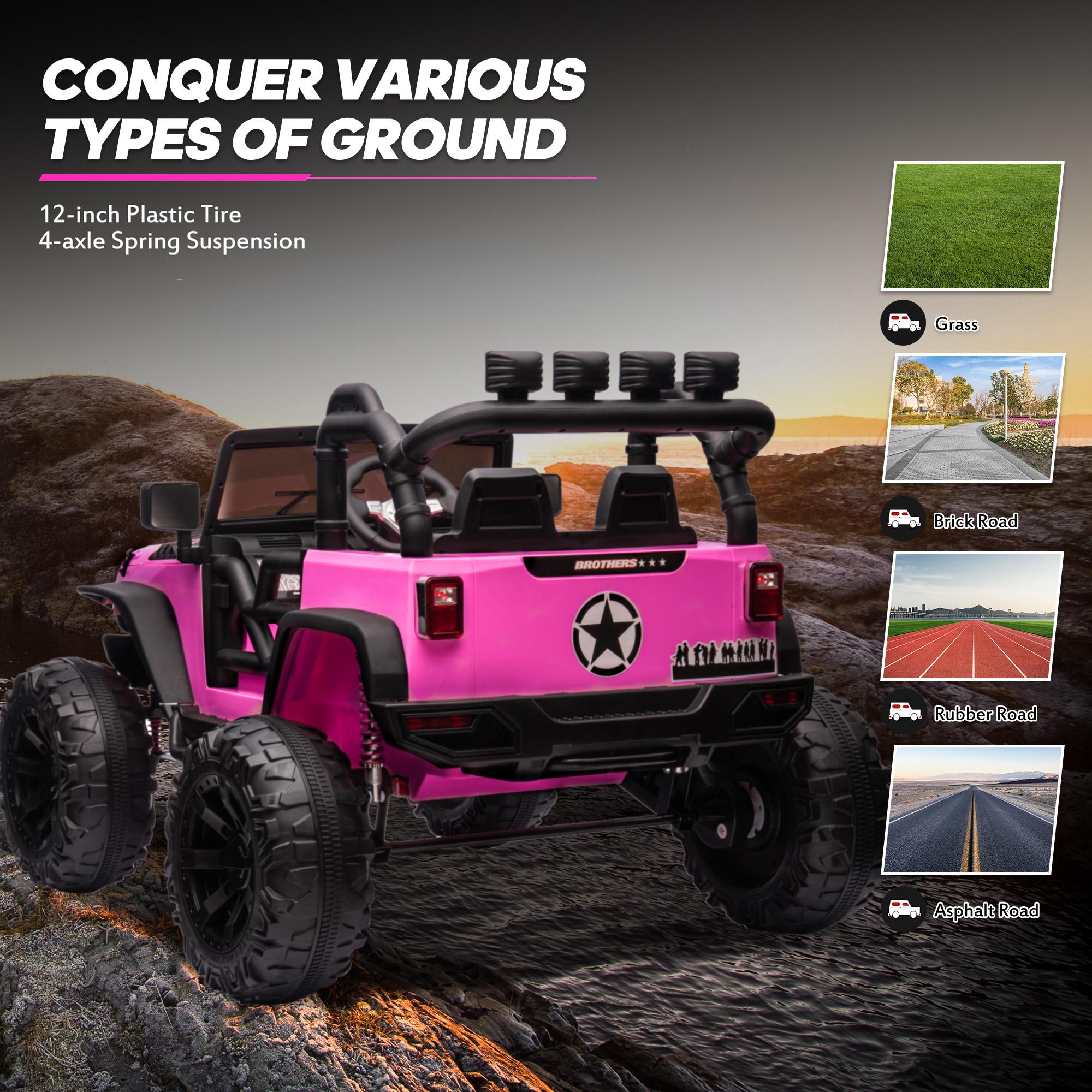 Hikiddo 24V 9Ah Ride on Toy for Big Kids, 2-Seater Powered Ride-on Truck Car with Remote