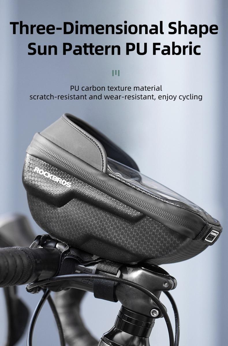 ROCKBROS Bike Phone Mount Bag Bike Front Frame Handlebar Bag Waterproof Bike Phone Holder Case Bicycle Accessories Pouch Sensitive Touch Screen Compatible with iPhone 11 XS Max XR 8 Plus Below 6.5"