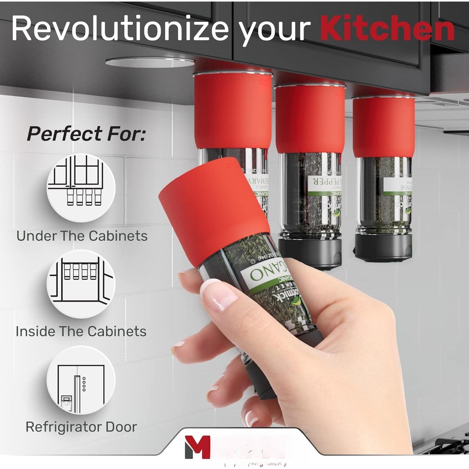 4pk   Jars Grip, RV Camper Kitchen Organization -Haves,  Holder (Red, Medium)