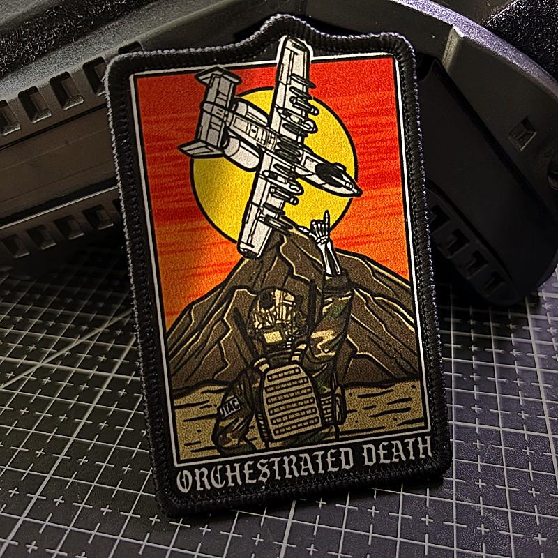 Sunset Fighter Tactical Patch, Tactical Design, Hardcore Tarot Style, Aesthetic, High-Definition Print, Durable Morale Patch, Velcro Backing, Outdoor Backpack Accessory
