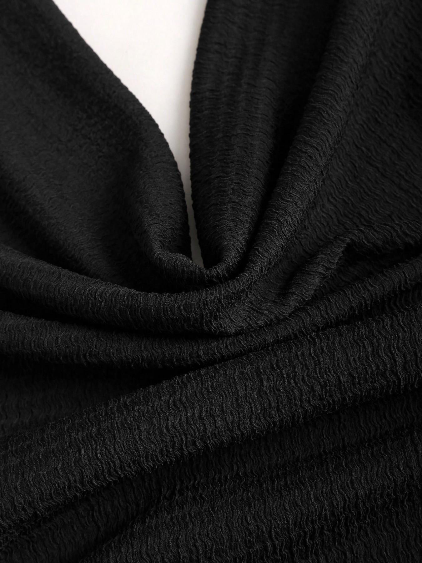 Women's Fashion Solid Color Ruched Halter Dress, Casual Office Wear, Elegant Backless Design, Perfect for Daily Wear, Stylish and Comfortable Dress
