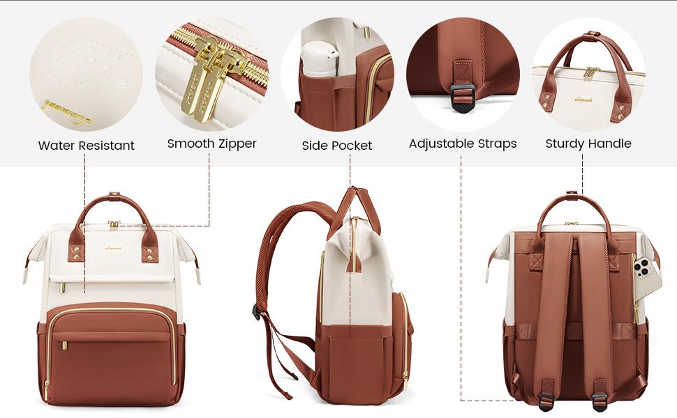 LOVEVOOK Fall Vegan Leather Backpack for Women,17 inch Leather Laptop Backpack for Women,Professional Work Backpack Nurse College Teacher Bag,Women Laptop Tote Bag Computer Travel Backpack Purse