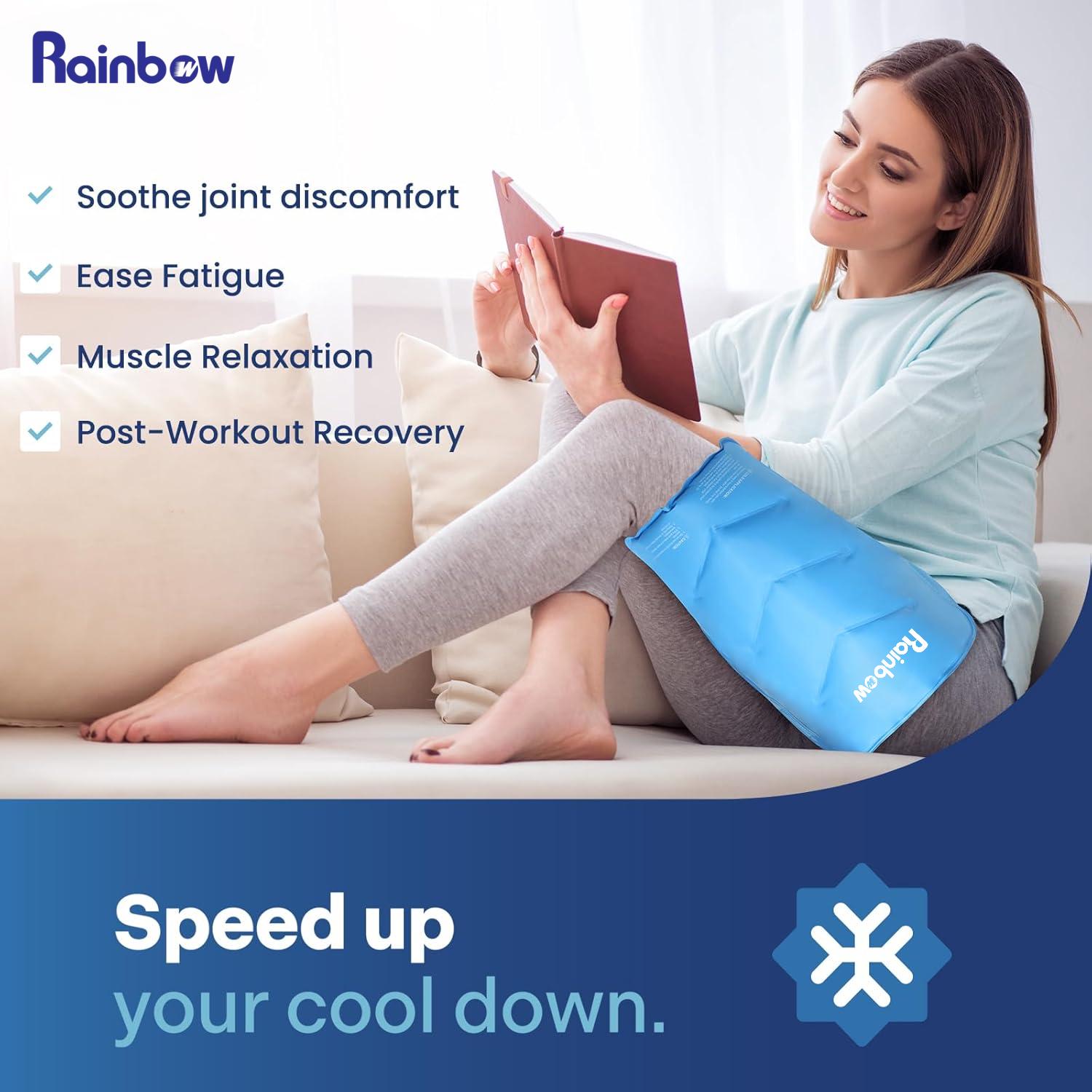 Rainbow Gel Ice Pack Reusable for Pain Relief, 15 × 12" Cold Packs for Back Shoulder, Hip, Wrap Around Entire Knee, Hot Cold Compress Therapy