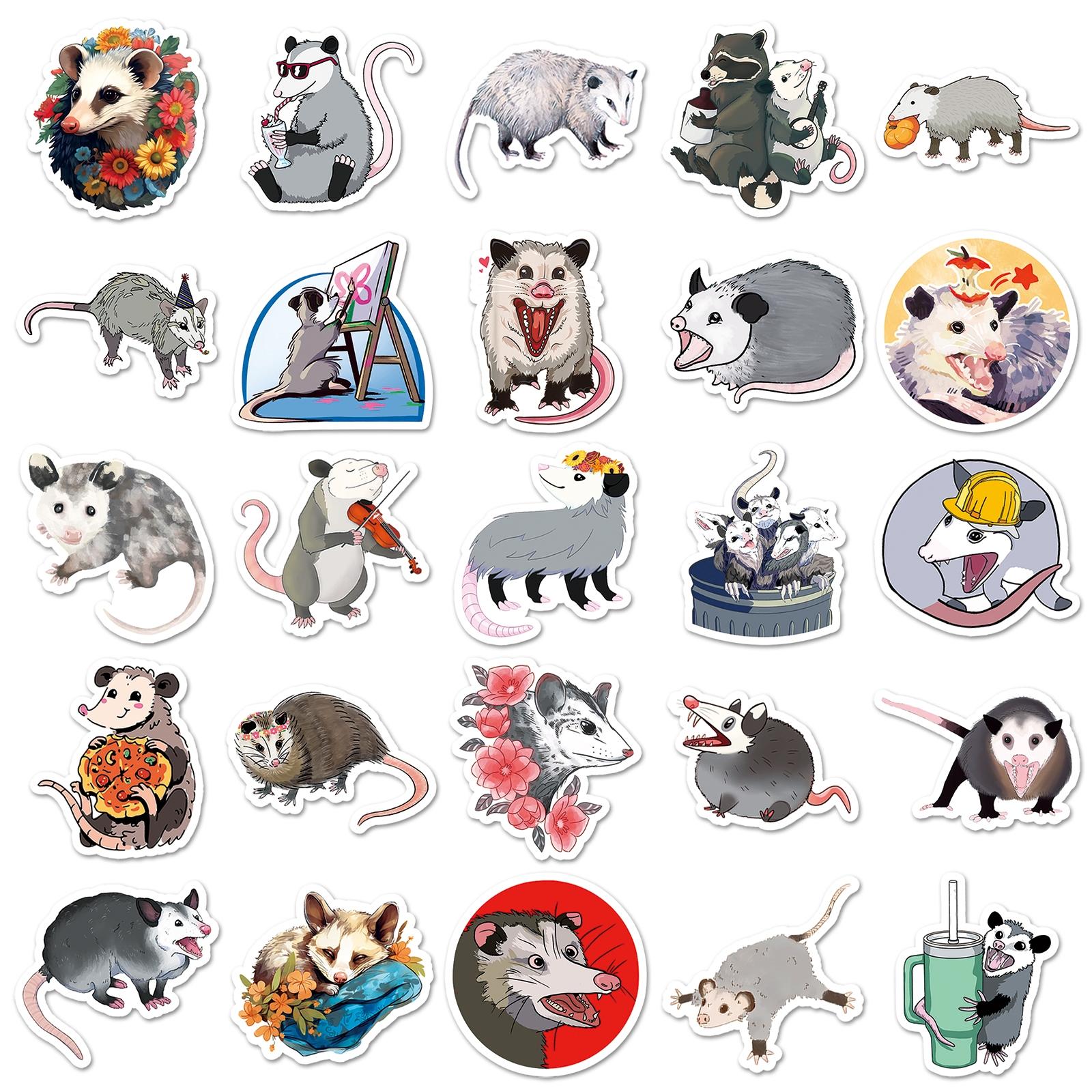 Possums Pattern Sticker, 100pcs/set Creative Animal Decorative Sticker, DIY Decals for Water Bottle, Laptop, Phone Case, Scrapbooking, Journal Making