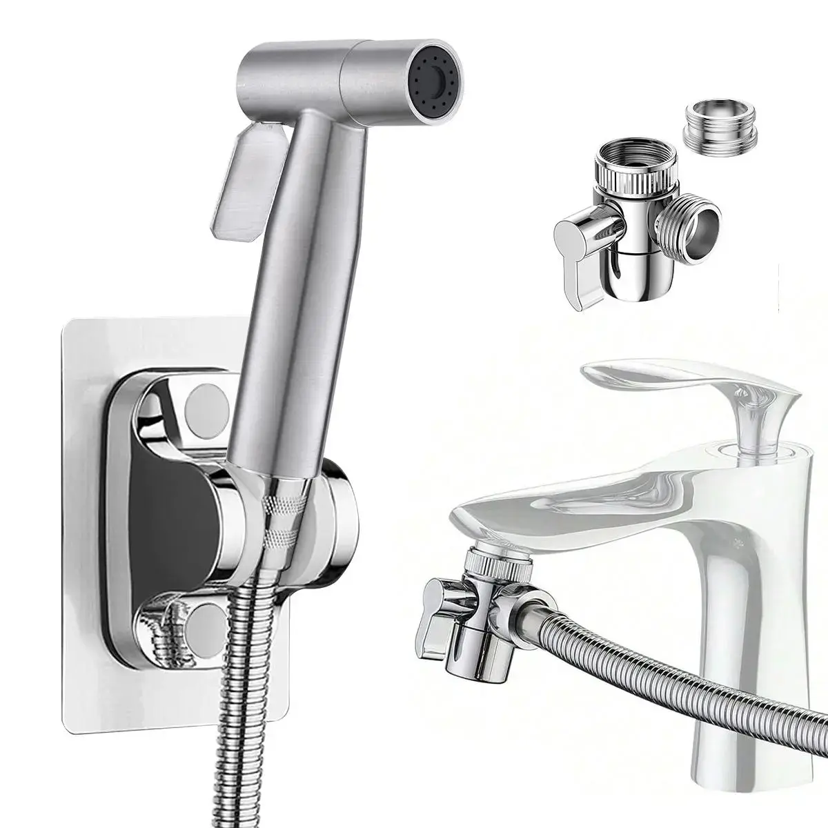 🚿 Stainless Steel Bidet Sprayer Set ｜ Wall-Mounted Toilet Bidet Shower Head 4-Pack for Home Bathroom Use