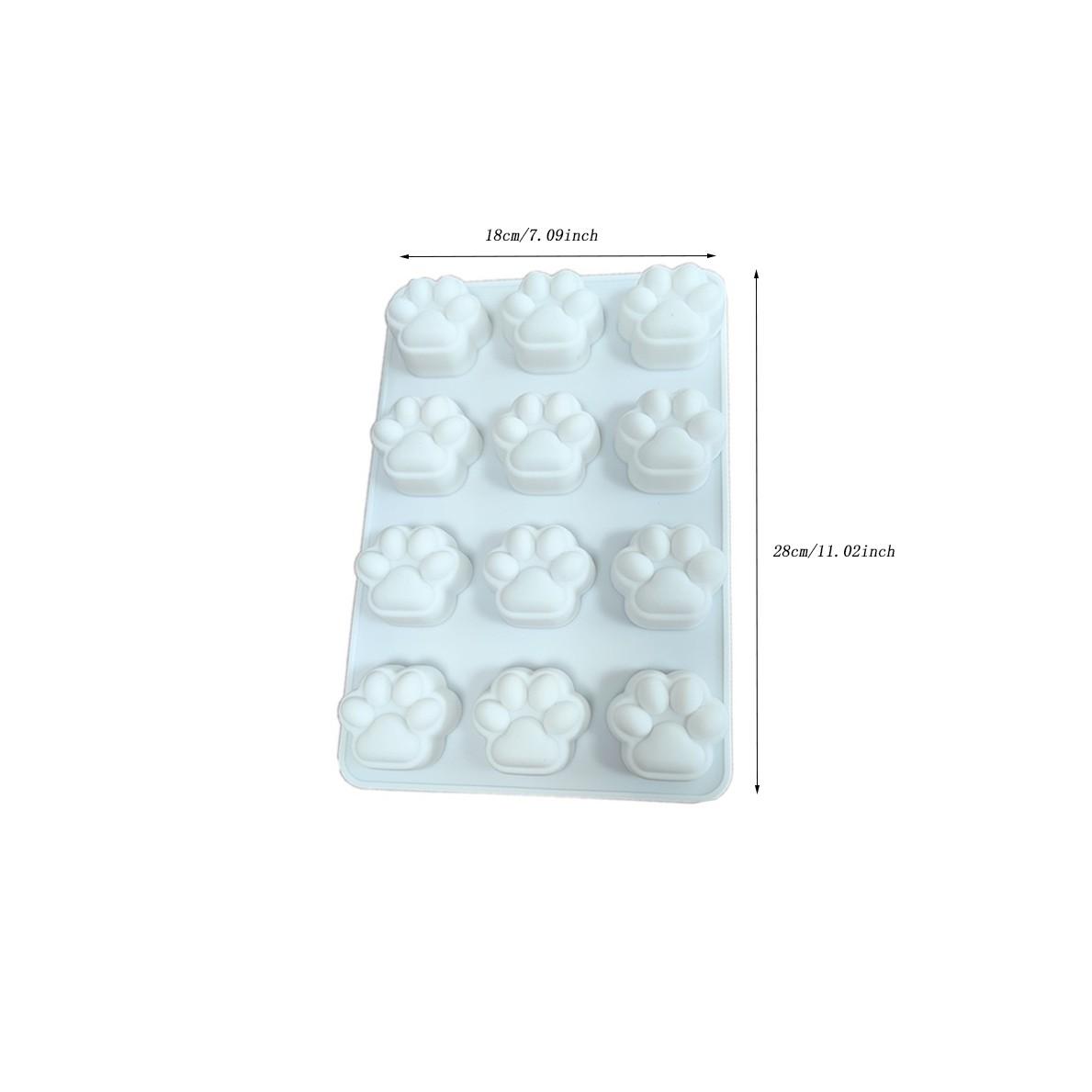 12-Compartment DIY Silicone Cat Paw Mold, Food Grade Baking Mold, Easy Clean, Semi-3D Cute Cat Paw Cake Mold, Soap & Gypsum Mold