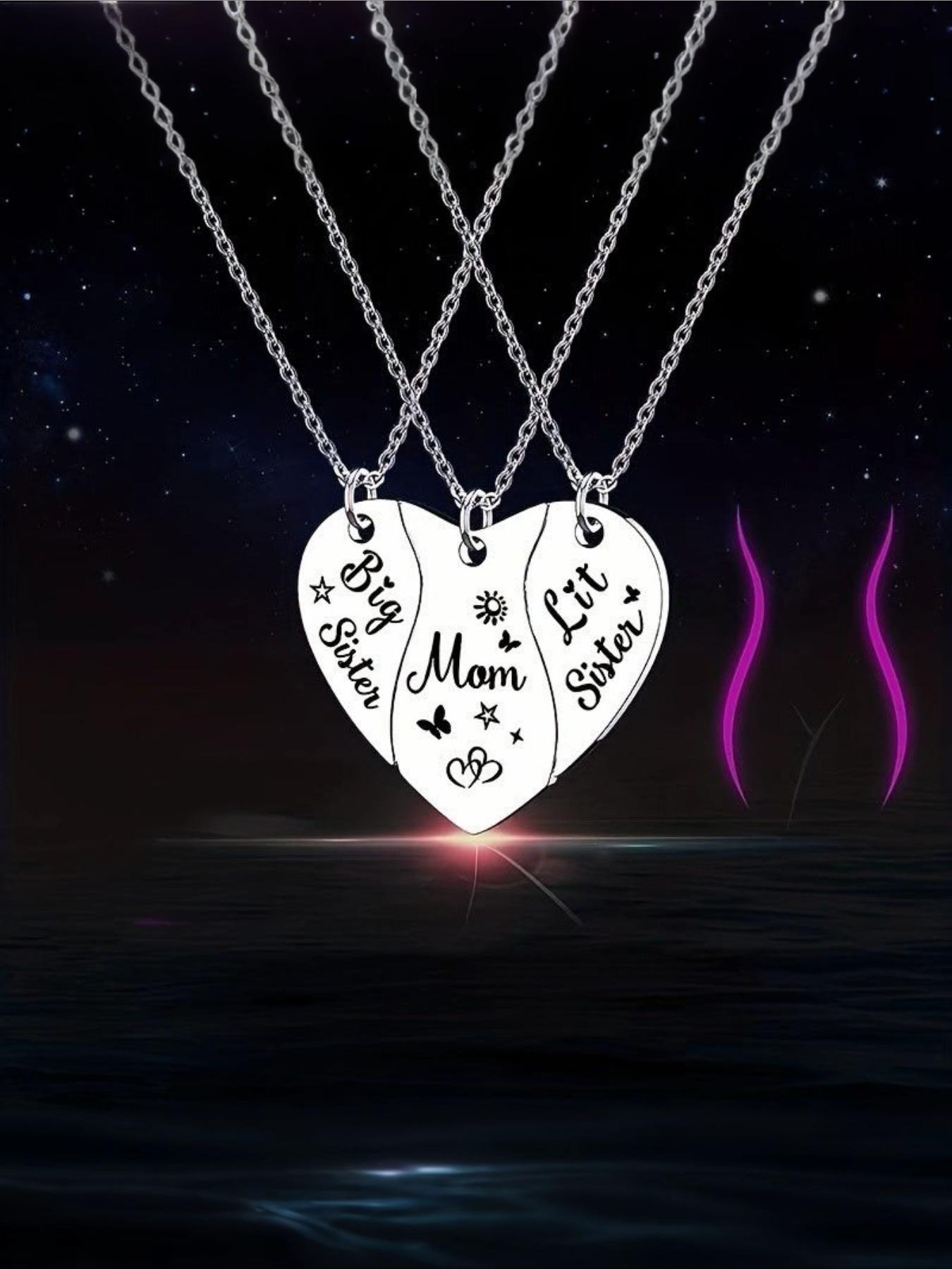 Stainless Steel Heart-Shaped Mother and Daughter Necklace Set, Elegant Mother's Day Gift with "Big Sister" and "Little Sister" Pendants, Perfect for Daily Wear or Gifting, Necklace for Women/Lady, Mother's Day Jewelry, Elegant Necklace, Durable Jewelry