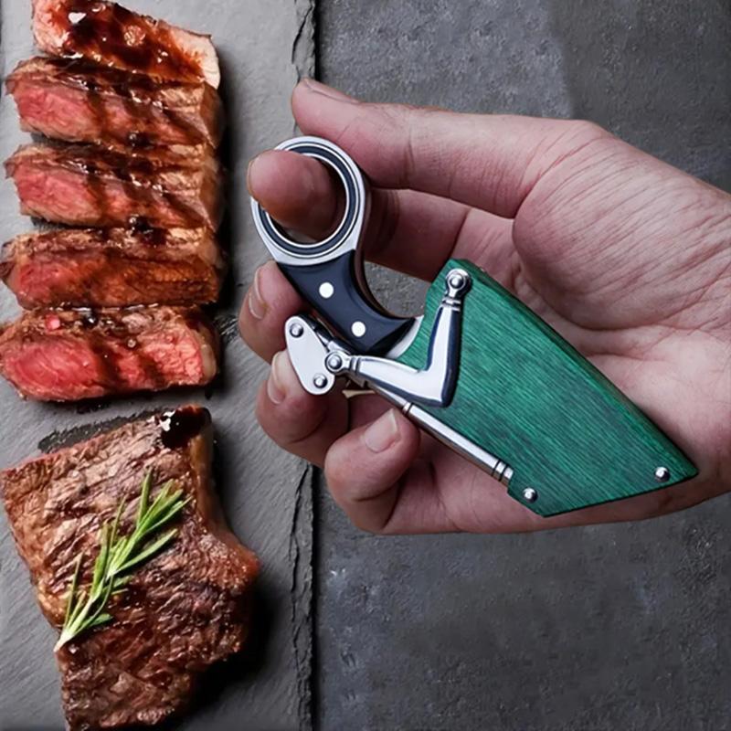 Multifunctional stainless steel kitchen knife, barbecue knife,steak knife -fixed blade, with wooden sheath, suitable forhome kitchen, camping barbecue a perfect gift for father orhusband