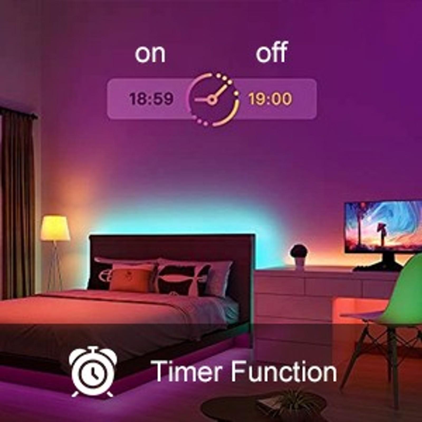 200FT LED Lights for Bedroom (2 Rolls of 100FT), Music Sync Smart LED Strip Lights, Bluetooth App Control, RGB Color Changing, Ultra LongGift