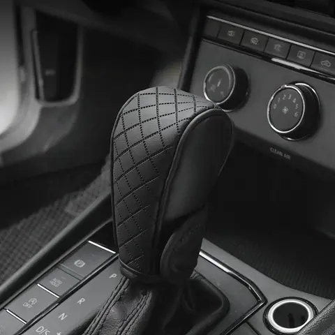 1pc Premium PU Leather Automotive Gear Shift Knob Cover for Automatic Cars - Universal Fit, Non-Slip Grip, Toolless Install, Easy Maintenance, Quick Wipe Clean, Sun Fade Resistant Interior Auto Accessory (Protects Original)
