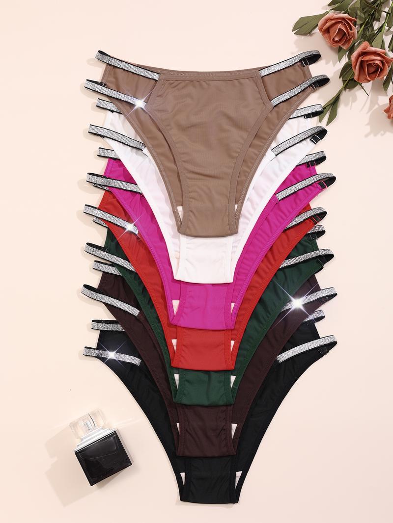 Women's Cut Out Brief, Soft Comfy Breathable Knicker for Daily Wear, Sparkle for All Seasons, High Cut Underwear