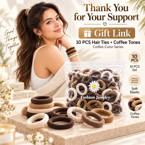Thank You for Your Support – 10PCS Soft Elastic Hair Ties Gift, Coffee Brown Beige Neutral Ponytail Holders for Everyday Styling