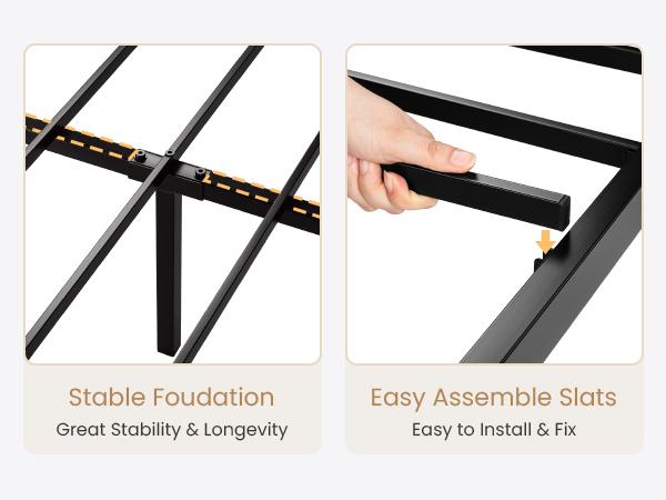 SHA CERLIN Metal Upholstered Platform Bed Frame with Headboard of Button Tufted Linen Fabric /Faux Leather,【Frame Only No Mattress】Twin/Full/Queen/King Size, Iron Slats Support, No Box Spring Needed#ChristmasGifts#TikTokShopBlackFriday