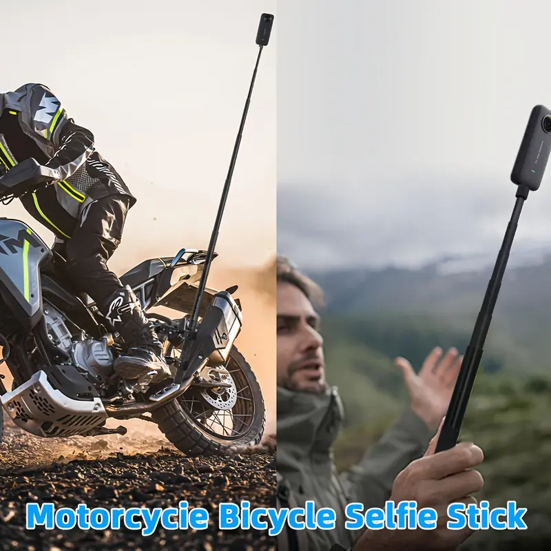 2026 New Motorcycle Mount Kit Holder, Suitable for Insta360 One X5 X4 X3 X2 RS DJI OSMO Gopro, Robust Motorcycle Clamp Mount, Extendable Panoramic Stick, Non-Slip CNC Base, Ideal for Cycling Videos, Umbrella Clamp
