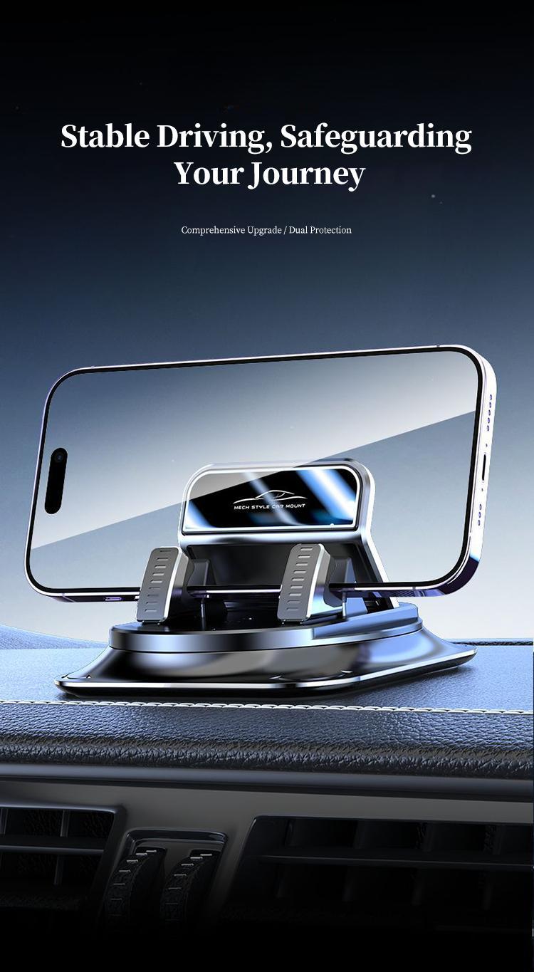 Hinged Phone Holder for Car Dashboard Mount, Cell Phone Holder for Car with 360° Rotation, Adjustable Angle, Non-Slip Plastic Suction Cup Base, Horizontal/Vertical Viewing, Navigation Bracket, Simple Install Plastic Component