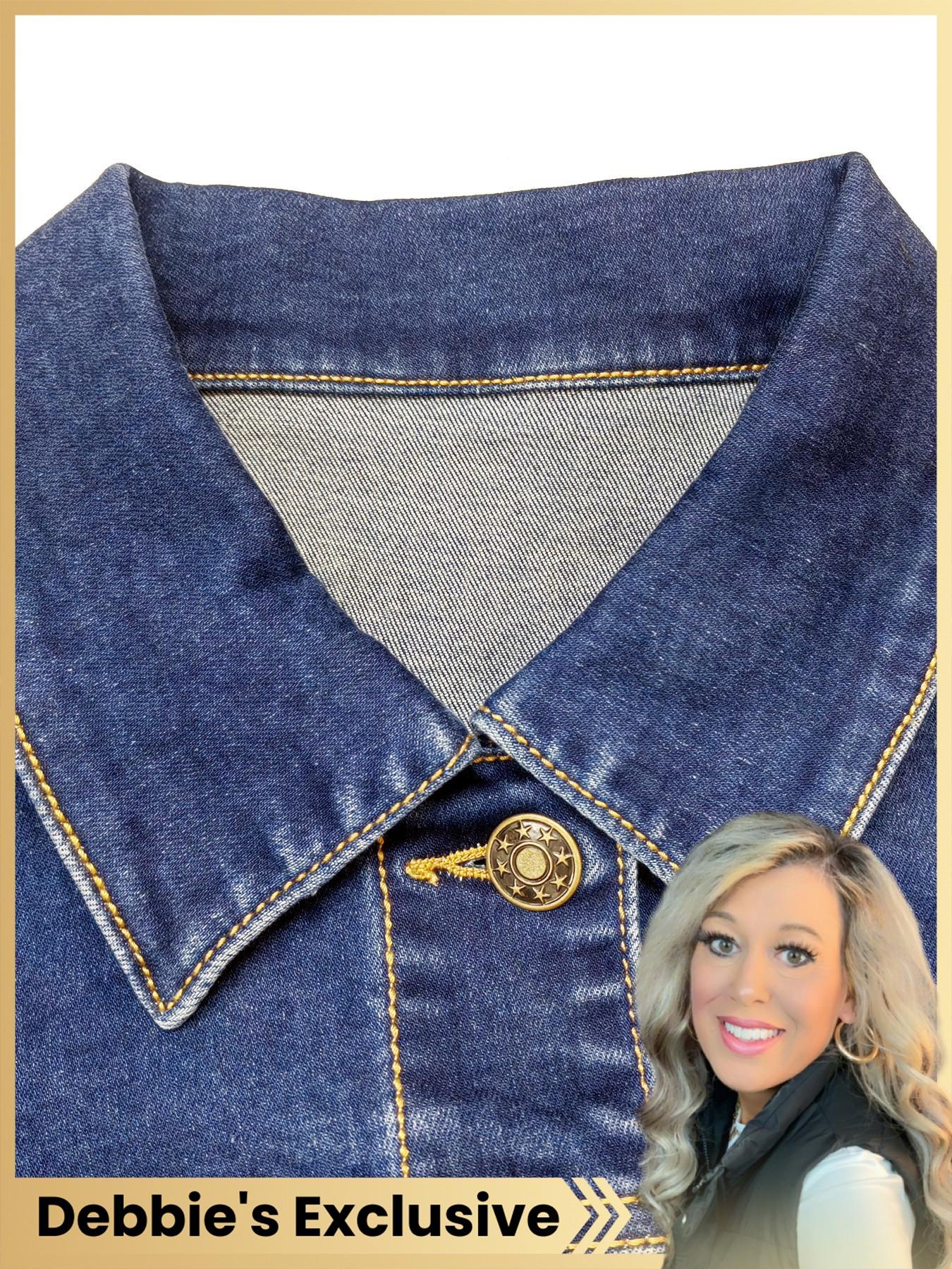 【Debbie's Exclusive】High Elasticity Denim Jacket with Fitted Design, Casual Plain Ripped Style for All Seasons, Long Sleeve Women's Outerwear Coats