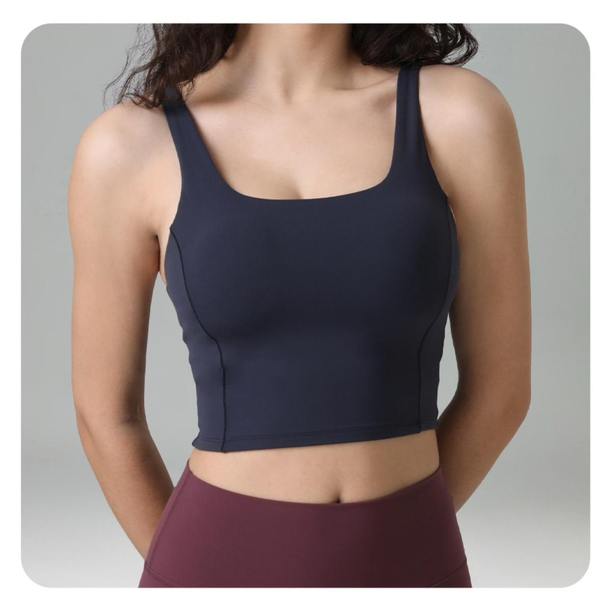 Colorfulkoala Womens Dreamlux Criss-Cross Back Sports Bra Tank Tops with Built in Bra Adjustable