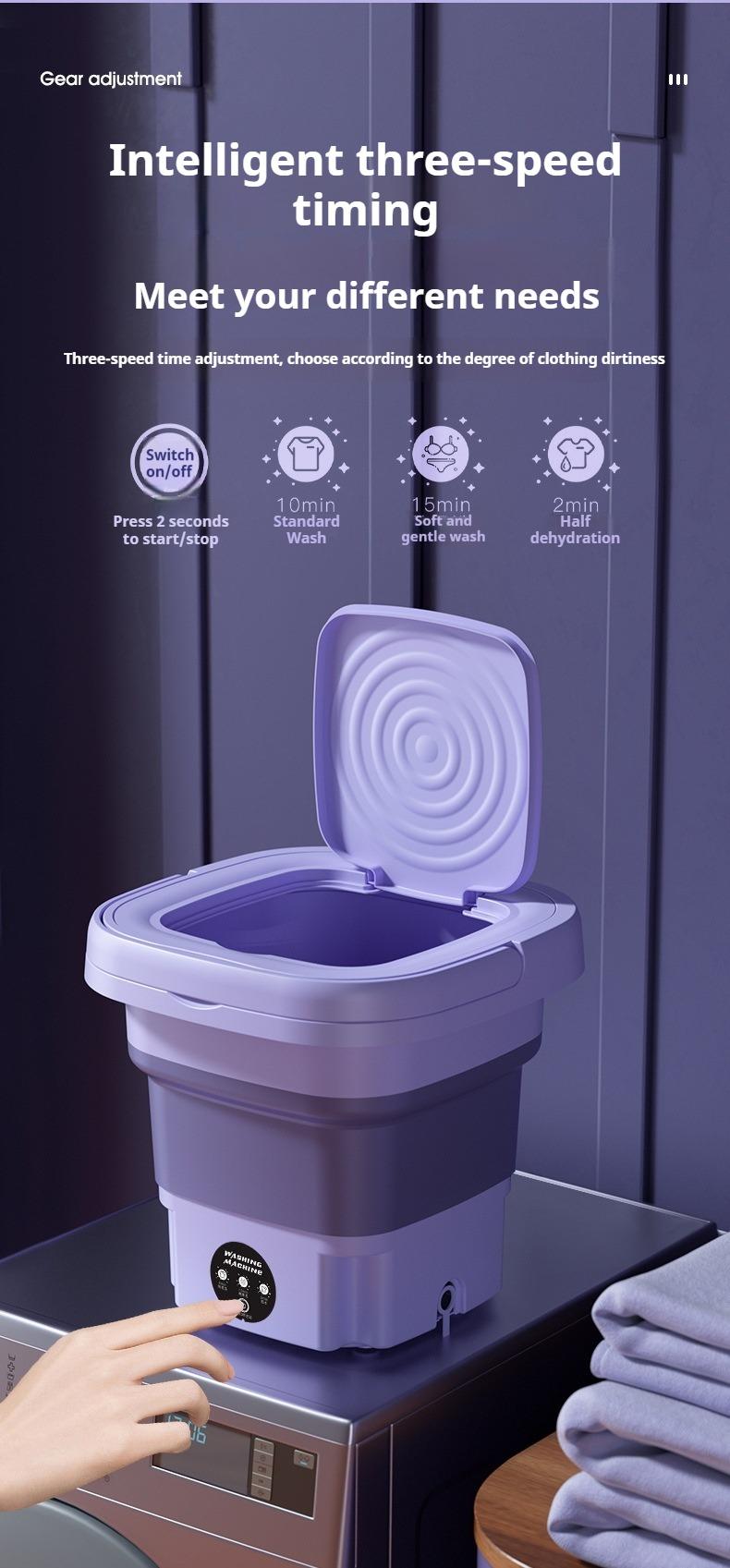 Portable Washing Machine, 8L Foldable Mini Washing Machine Bucket Washer with Water Tube Deep Wash and Spin Dry Washer for Dorm, Camping, RV Travel Laundry Portable Washing Machine, 8L Foldable Mini Washing Machine Bucket Washer with Water Tube Deep Wash and Spin Dry Washer for Dorm, Camping, RV Travel Laundry
