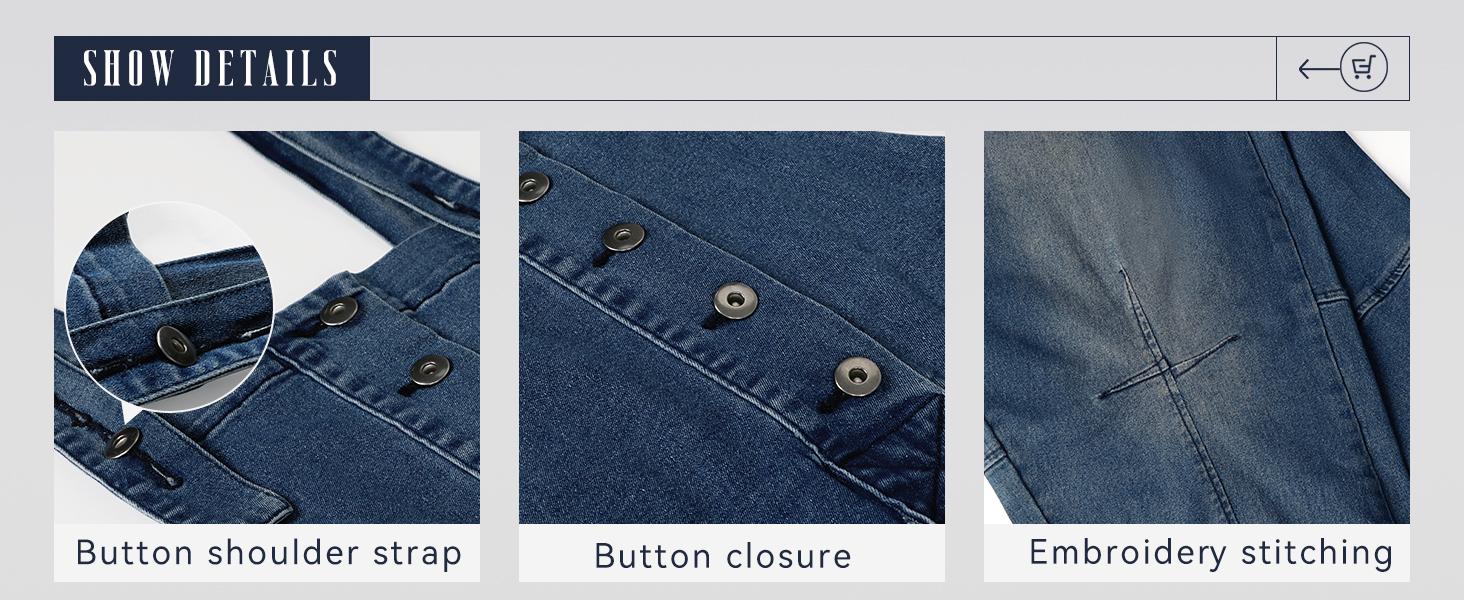 CHARTOU Women's Casual Loose Denim Overalls Harem Jeans Cropped Pants Overalls