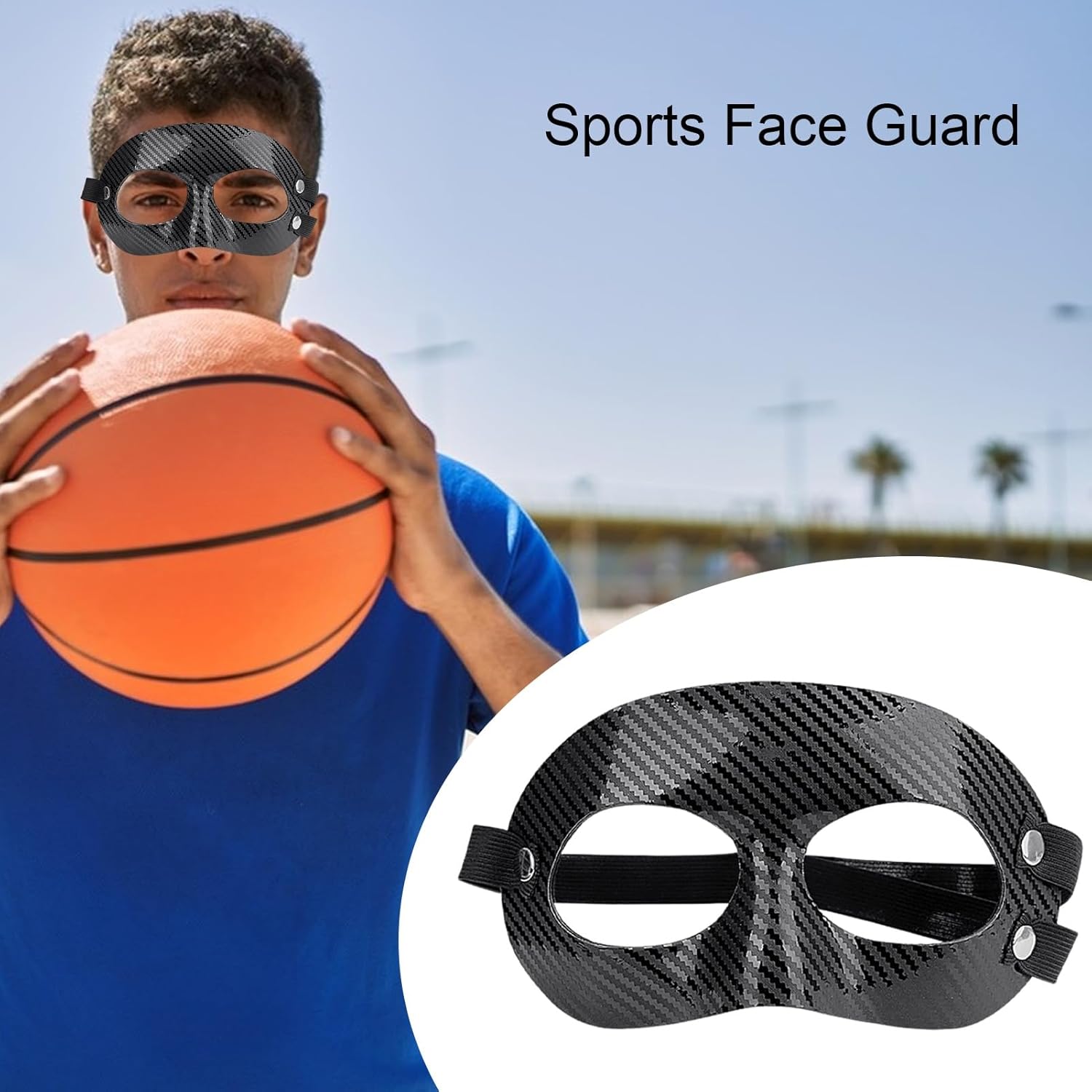 Anti-collision sports face protection, Outdoor sports mask, breathable face protection mask, adjustable straps, breathable PVC material, suitable for basketball, football training, can protect nasal bone fractures, unisex, Protective Gear