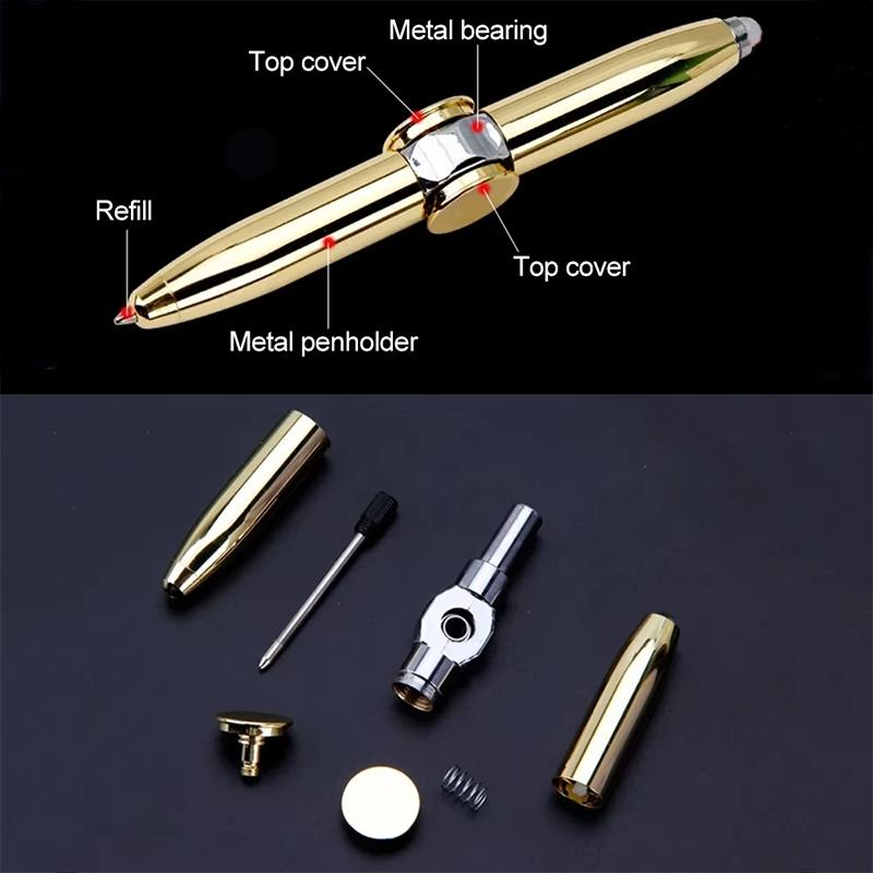 Multifunctional finger spinning fidget pen, multifunctional spinning pen, creative fingertip spinner pen, metal ballpoint pen, office supplies, writing pen, children's toy, spinning pen gift