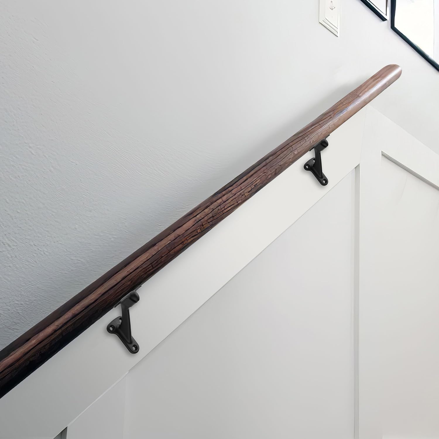 6 Pack 3 Inch Matte Black Hand Rail Bracket Heavy Duty Hardware for Stairways, Home or Office Stair Support Handrail Brackets