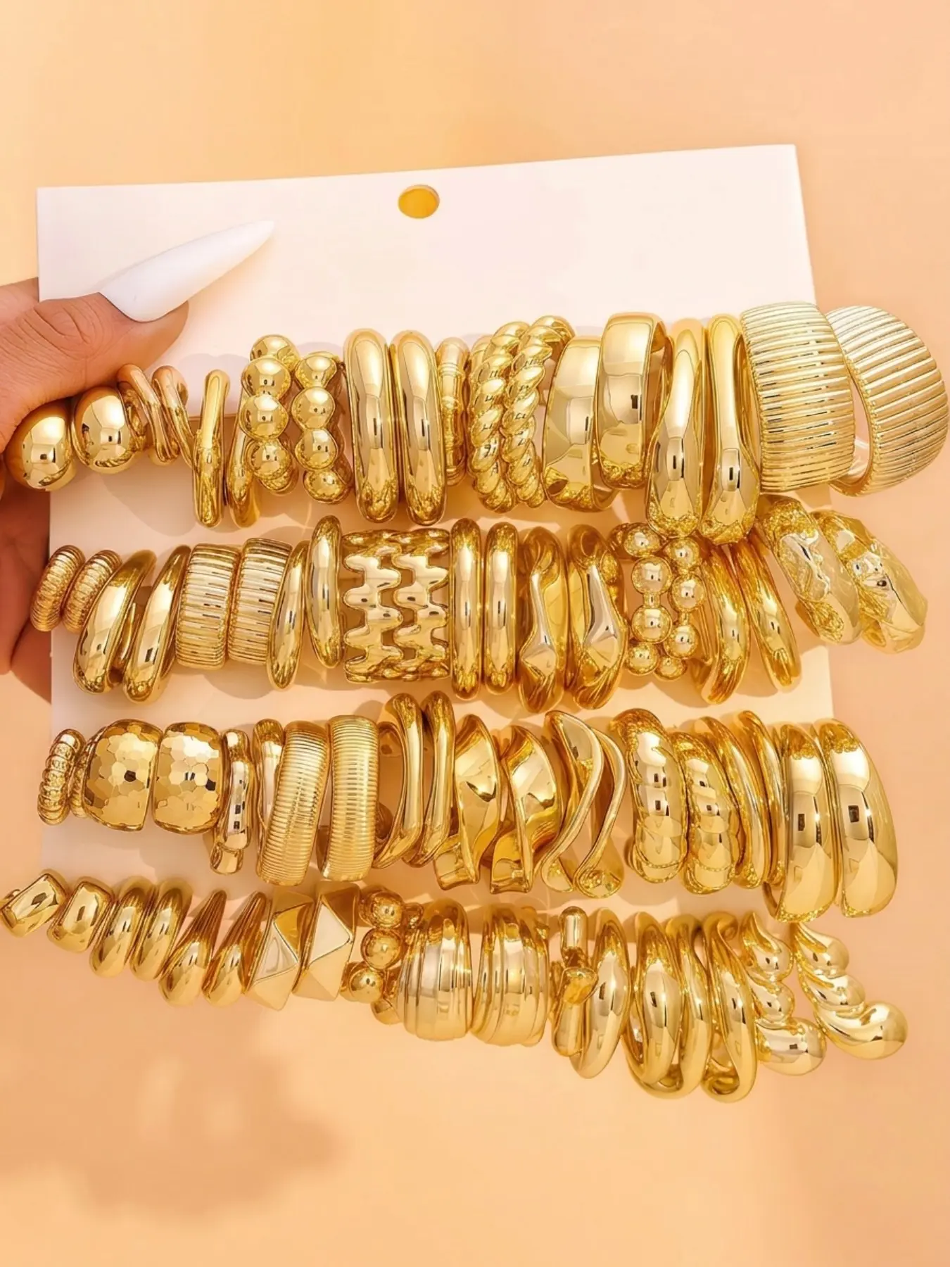 40 Pairs Resin C-Shaped Hoop Earrings Set, Vintage Metal Style, Layerable, Earring Stack, Casual Fashion, Perfect for Parties and Gifts