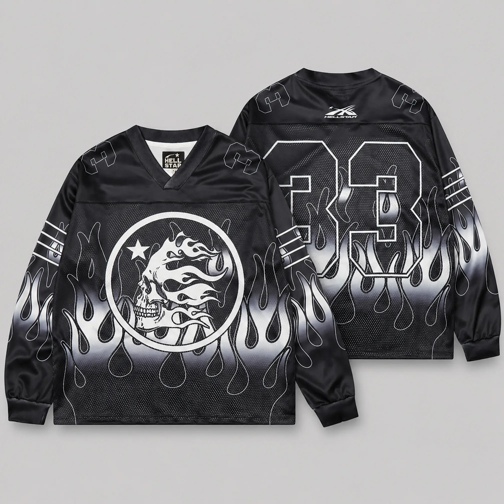Hellstar Vintage Skull Graphic Football Jersey Y2K Blokecore Streetwear V Neck Baseball Jersey Shirt Retro Oversized Casual Short Sleeve Top Gothic Style Unisex Outfit For Men Women Summer Fall Fashion Holiday Birthday Gift