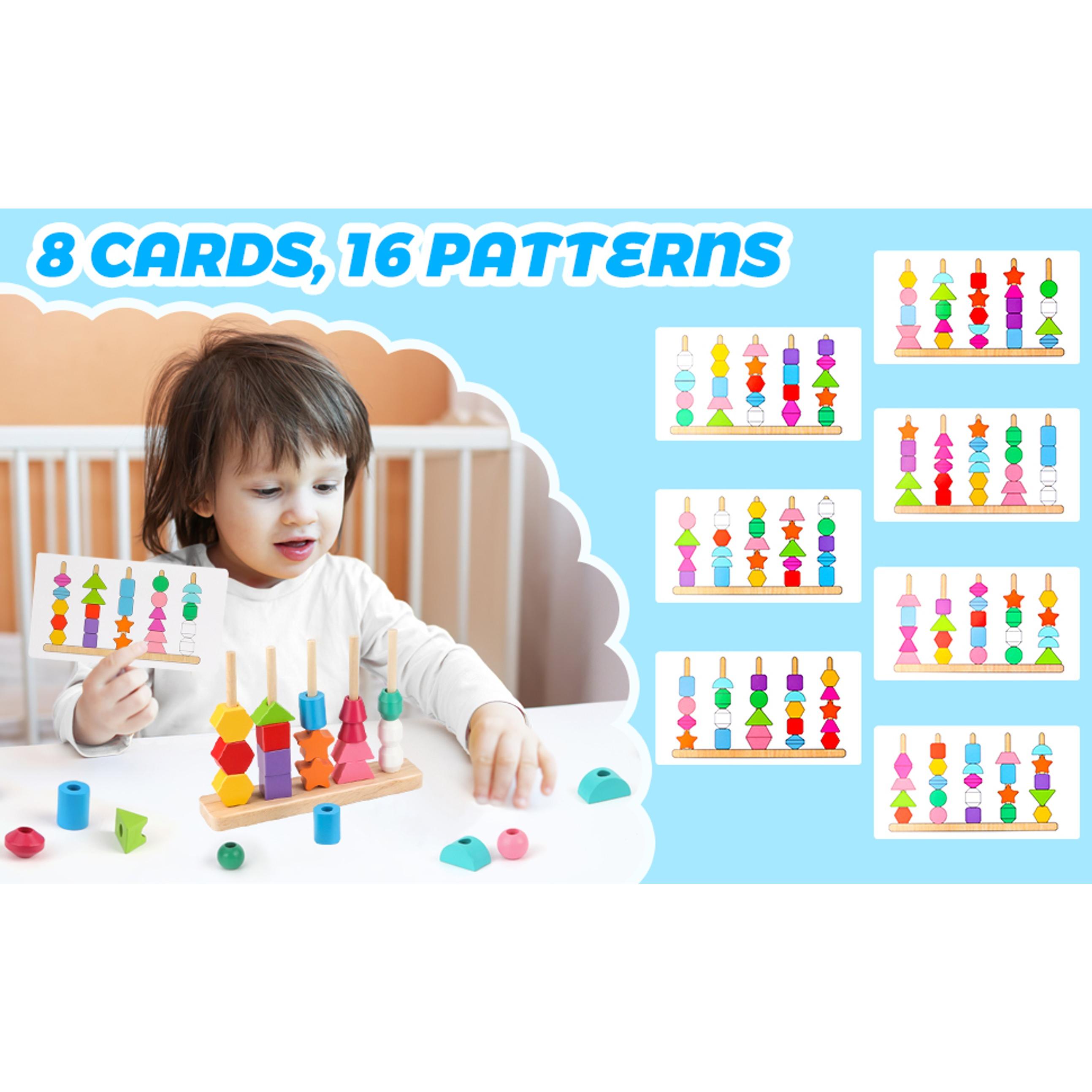 Montessori Wooden Beads Sequencing Toy Set, Stacking Blocks, Lacing Beads, Matching Shape Stacker for 2-5 Year Old STEM Preschool Learning Toys Gifts for Kids Boy Girl Toddlerfidget toys Montessori Wooden Beads Sequencing Toy Set, Stacking Blocks, Lacing Beads, Matching Shape Stacker for 2-5 Year Old STEM Preschool Learning Toys Gifts for Kids Boy Girl Toddlerfidget toys