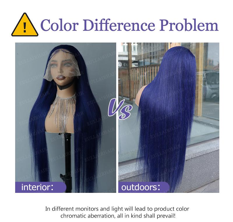 eullair Dark Blue Straight Wig 13x4 Glueless Wigs Pre Plucked Hd Lace Long Straight Dark Blue Wig For Women With Baby Hair