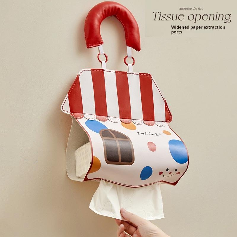 Cute Waterproof Hanging Tissue Holder for Bathroom, Wall-Mounted Tissue Box for Facial Towels and Paper Rolls, Stylish Toilet Tissue Storage Bag, Bathroom Accessories